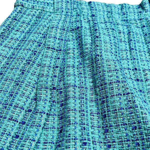 J. Crew | NWT Womens Size 2 Blue Shirred Mini Tidepool Tweed Boucle Skirt - Picture 2 of 4
